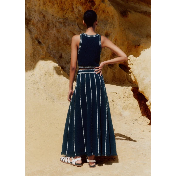 Cotton Bouclé Cut-Out Maxi Dress - Image 6