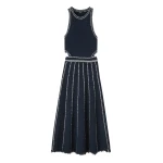 Cotton Bouclé Cut-Out Maxi Dress