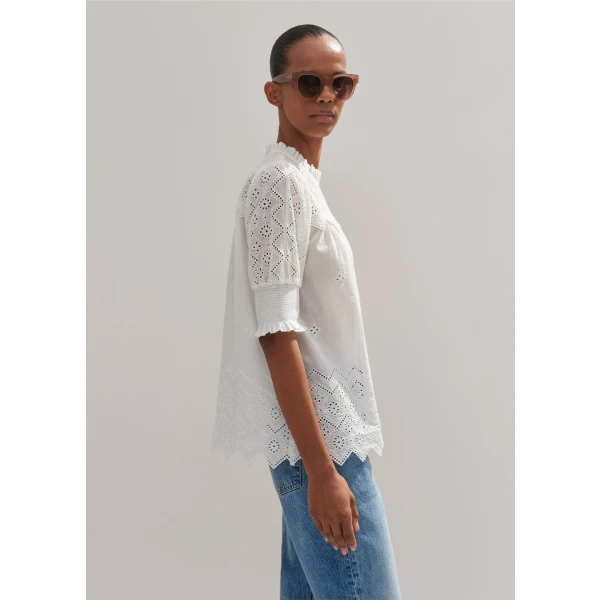 Cotton Broderie Highneck Top - Image 5