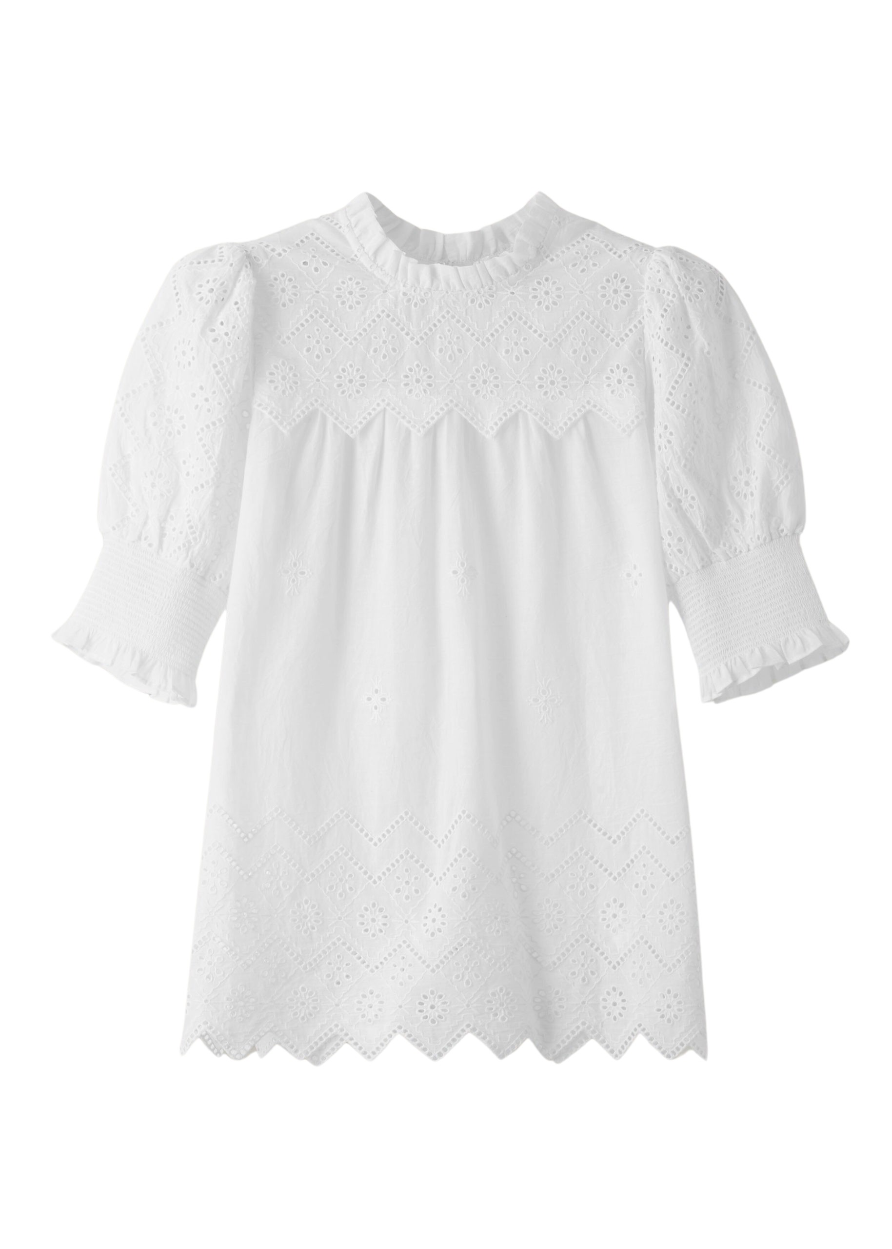 Me and Em Cotton Broderie Highneck Top