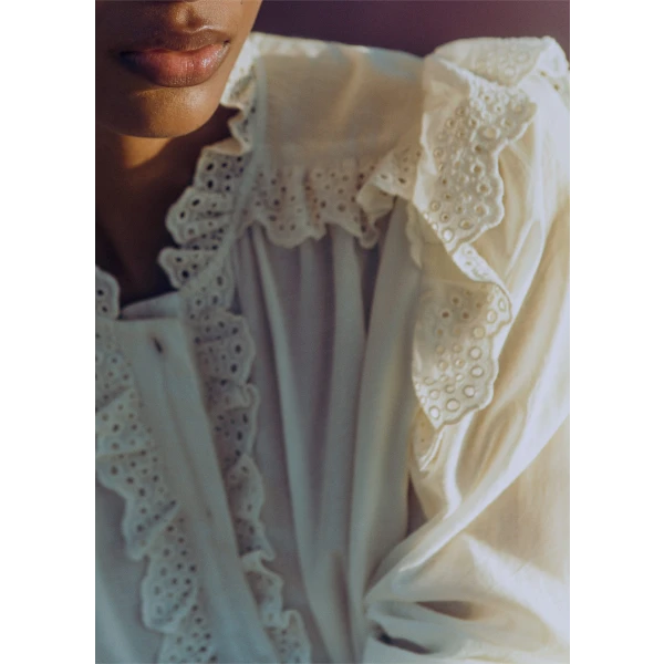 Cotton Broderie Ruffle Cropped Top - Image 5