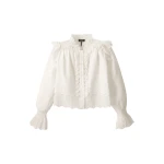 Cotton Broderie Ruffle Cropped Top