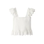 Cotton Delicate Broderie Shirred Top