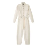 Cotton Herringbone Utility Jumpsuit