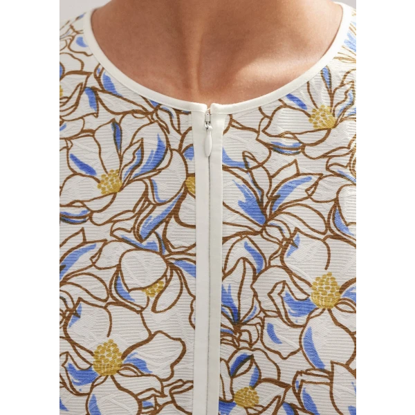 Cotton Jacquard Floral Print Fit and Flare Dress - Image 5