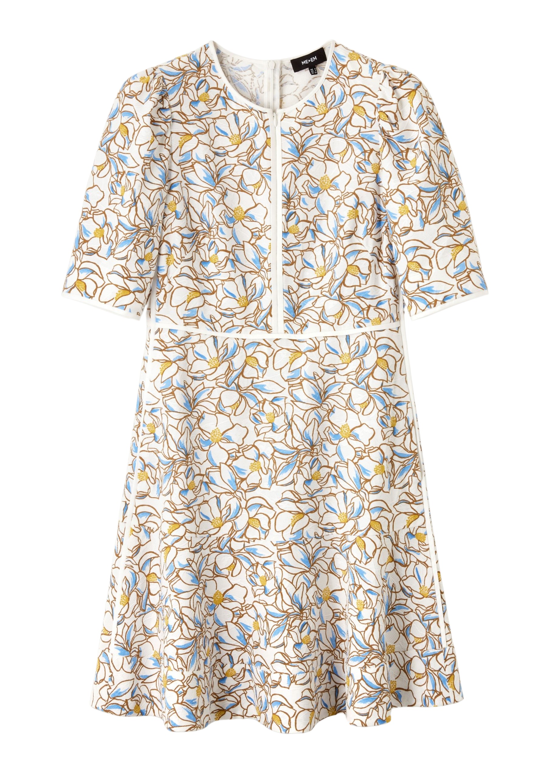 Me and Em Cotton Jacquard Floral Print Fit and Flare Dress