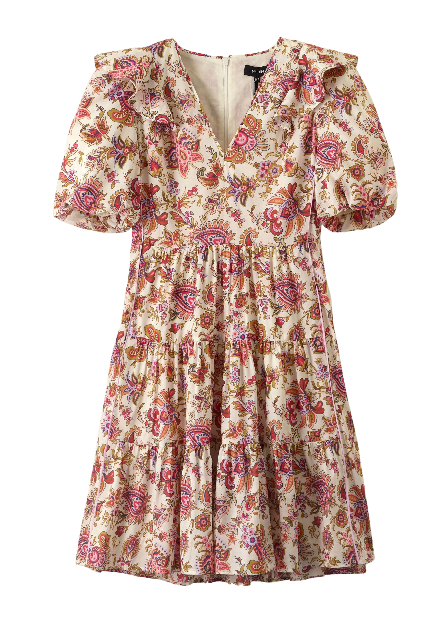 Me and Em Cotton Paisley Print Short Dress + Belt