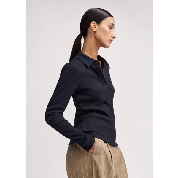 Cotton Rib Fitted Polo Top - Image 5