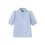 Cotton Stripe Lace Detail Blouse