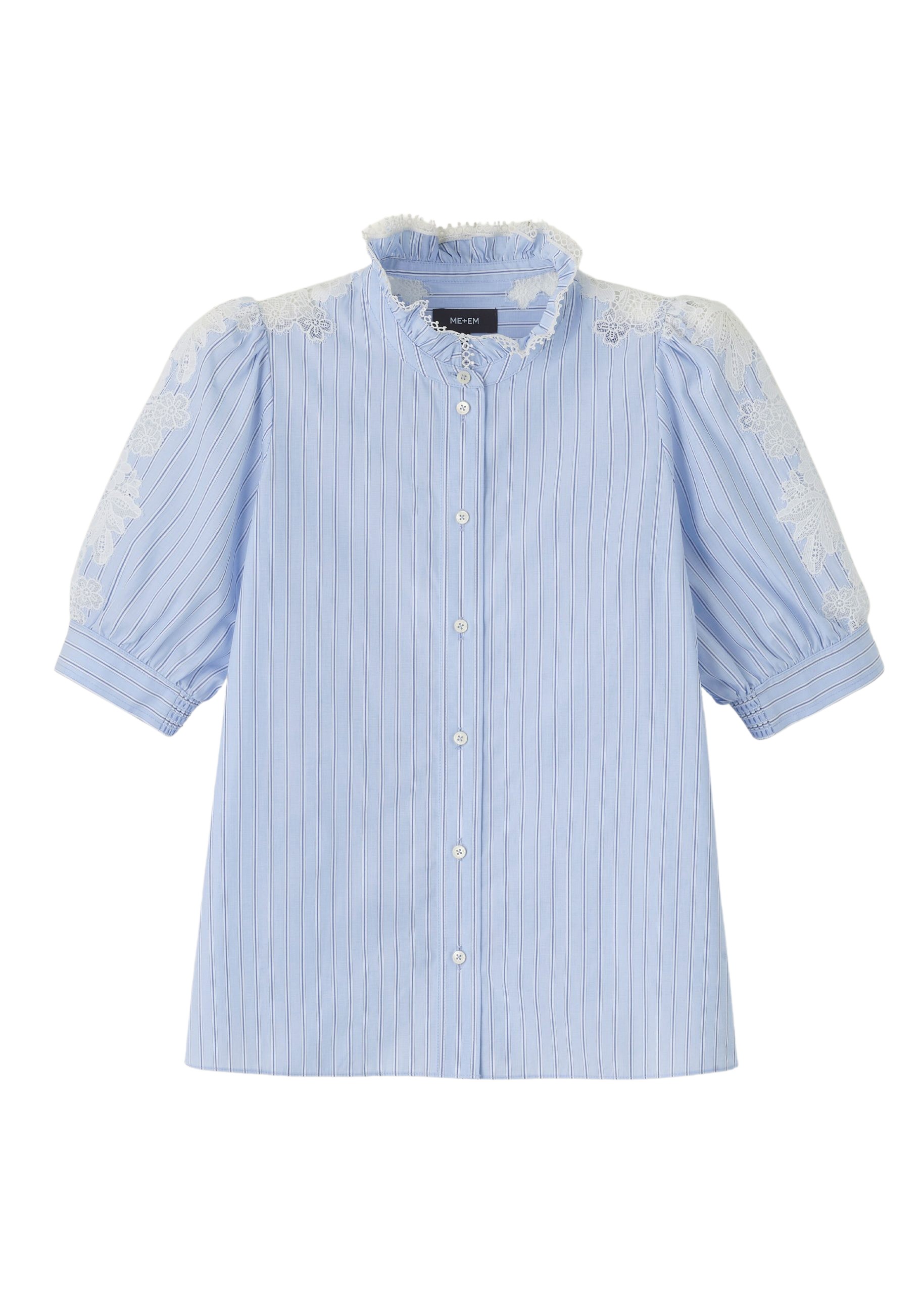 Me and Em Cotton Stripe Lace Detail Blouse