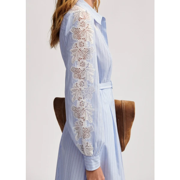 Cotton Stripe Midi Shirt Dress + Belt - Image 5