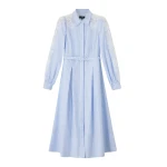Cotton Stripe Midi Shirt Dress + Belt