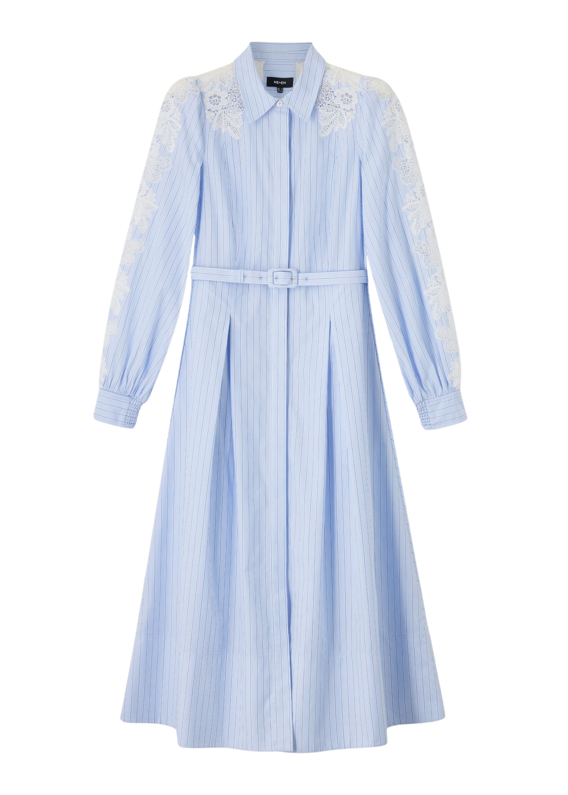 Me and Em Cotton Stripe Midi Shirt Dress + Belt