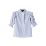 Cotton Voile Stripe Short Sleeve Top