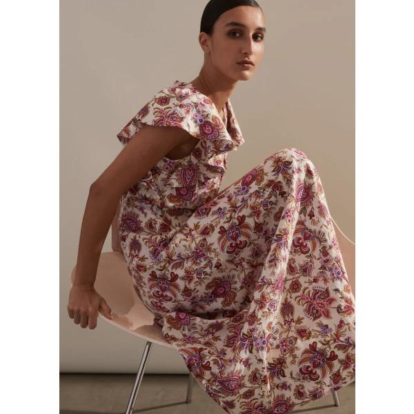 Creaseless Linen Paisley Print Maxi Dress - Image 6