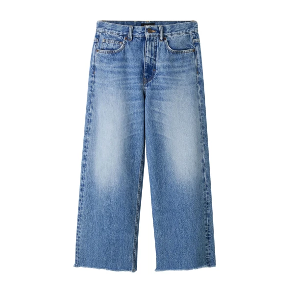 Frayed Hem Relaxed Straight Crop Jean