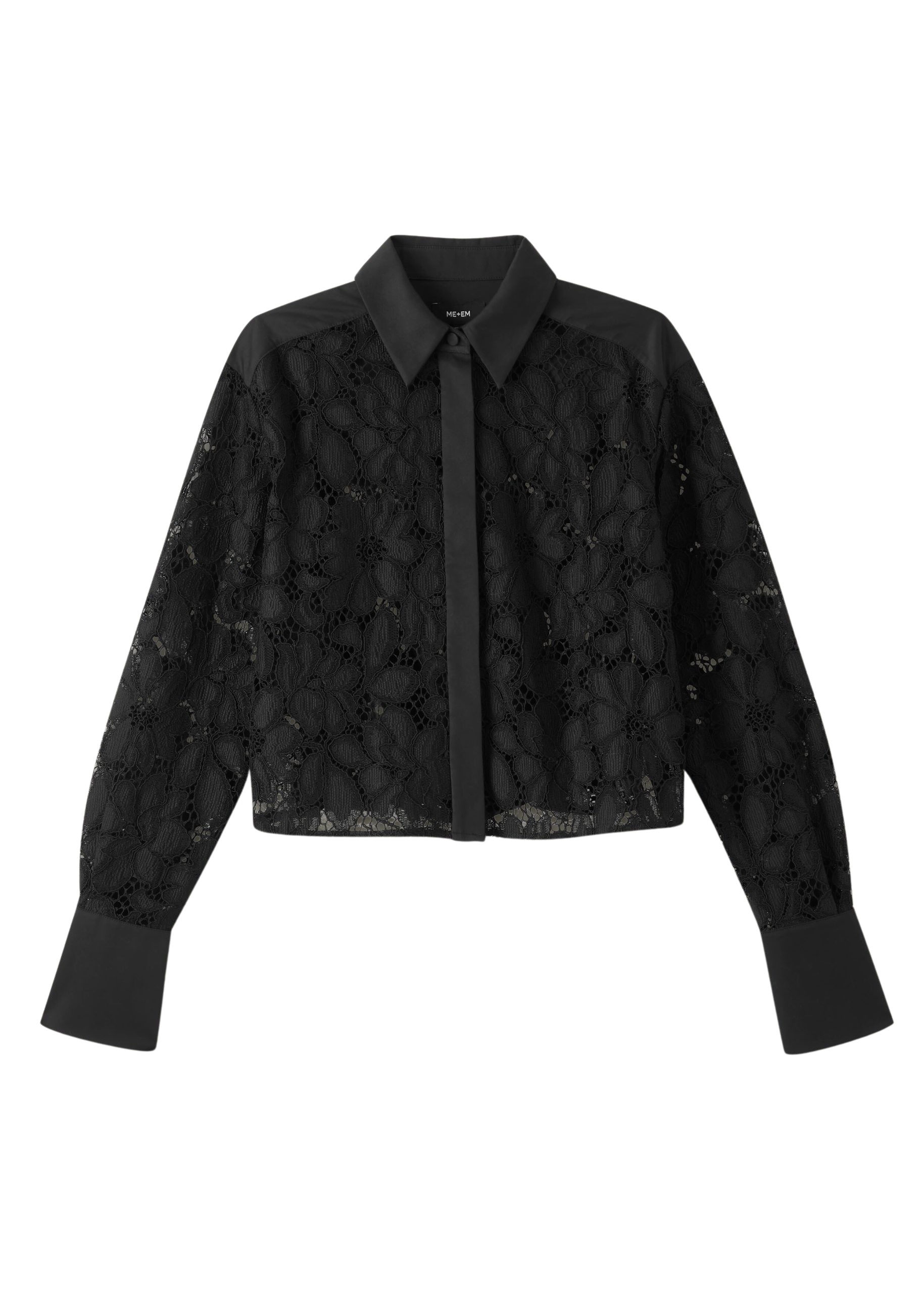 Me and Em Guipure Lace Crop Shirt