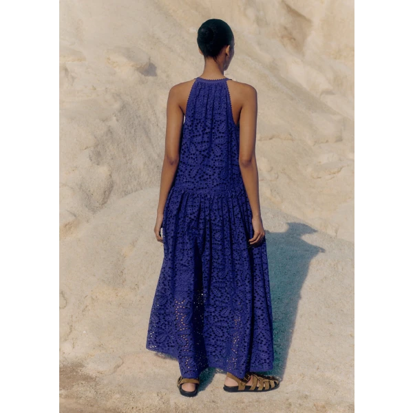 Lace Flower Broderie Halterneck Maxi Dress - Image 6