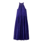Lace Flower Broderie Halterneck Maxi Dress