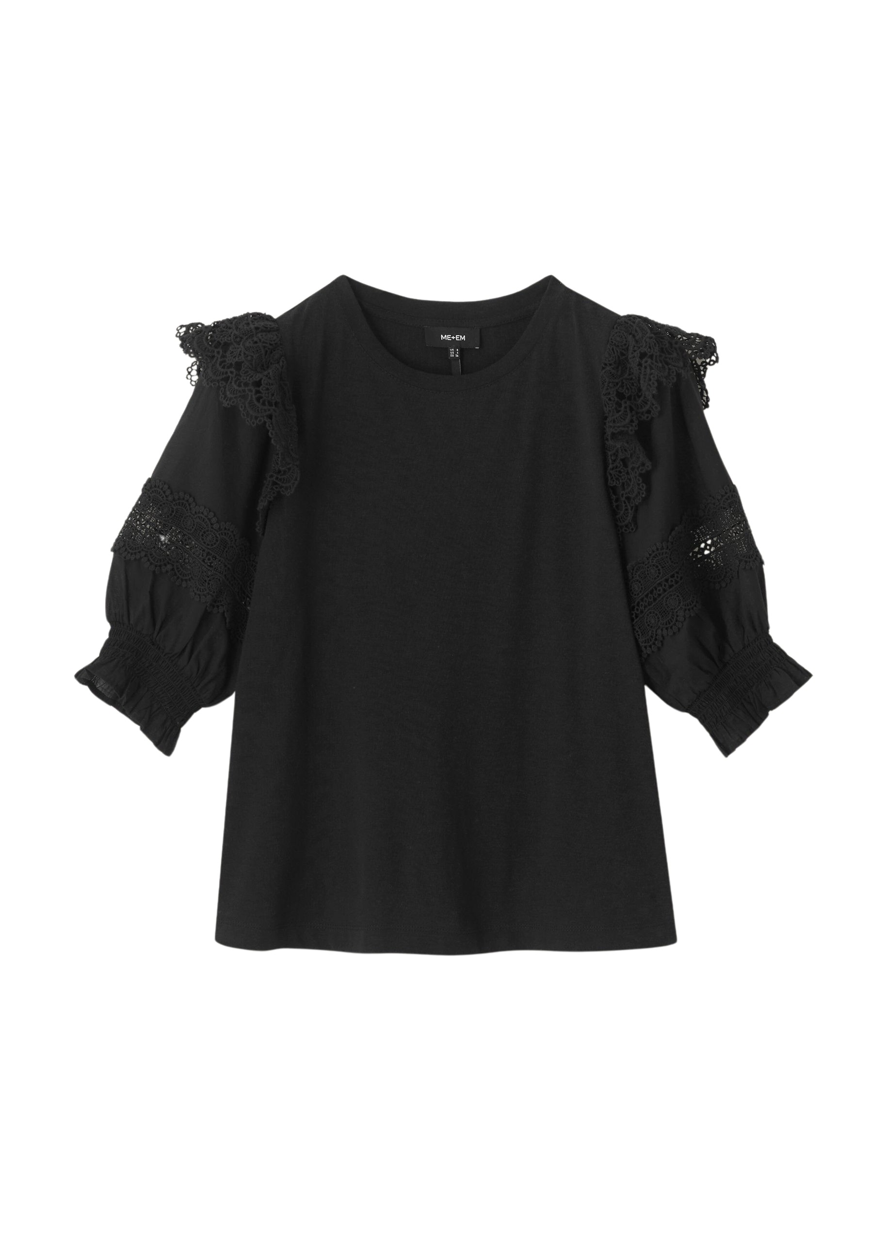 Me and Em Lace Insert Mixed Media Tee Top