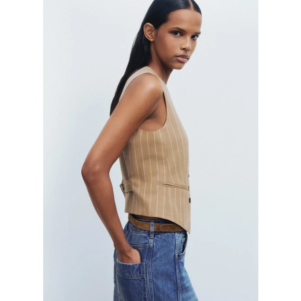 Lightweight Pinstripe Tailored Vest - Image 5
