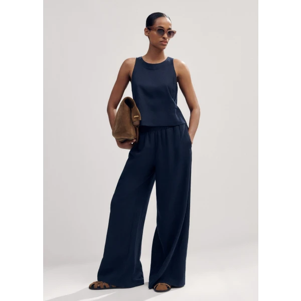 Linen-Blend Crop Boxy Vest - Image 5
