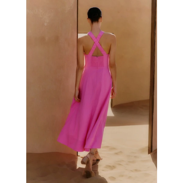 Linen-Blend Crossover Maxi Dress - Image 5