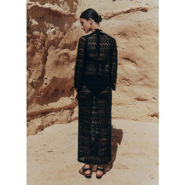 Linen Lace Stitch Beach Maxi Dress - Image 5