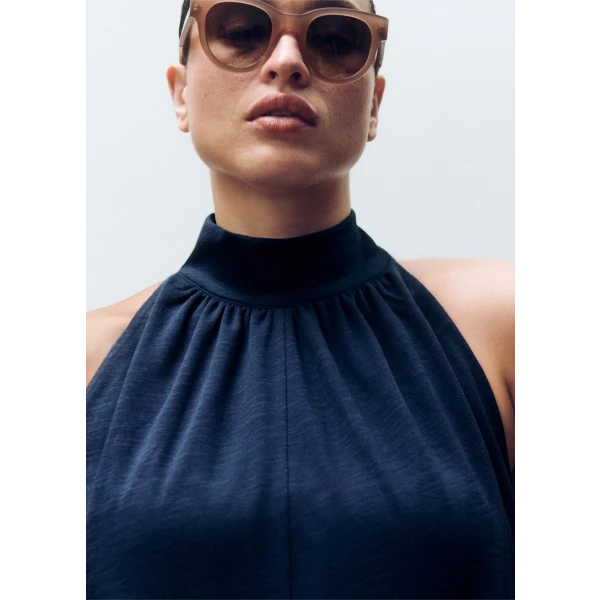 Mixed Media Halterneck Maxi Dress - Image 5
