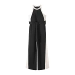 Monochrome Halterneck Jumpsuit + Belt