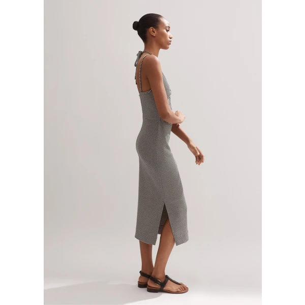Rib Bow Feature Midi Dress - Image 5