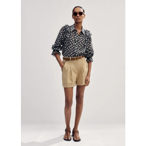 Silk Cotton Gingko Leaf Print Blouse - Image 6