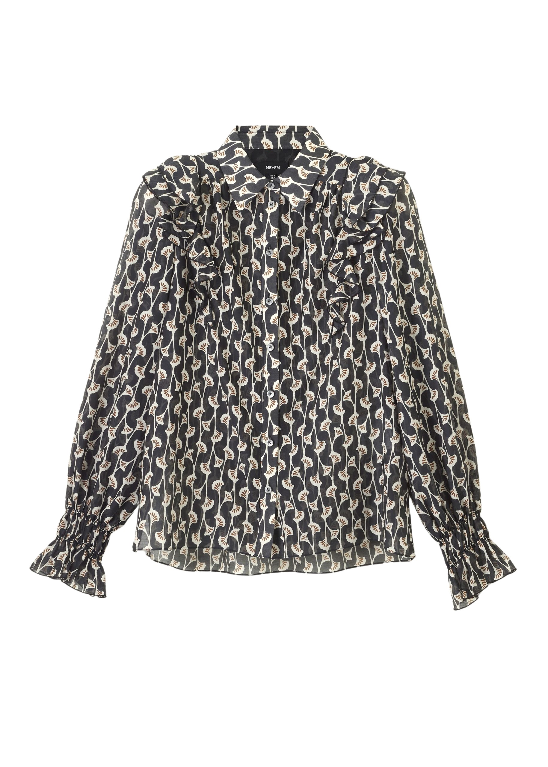 Me and Em Silk Cotton Gingko Leaf Print Blouse