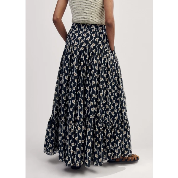 Silk Cotton Gingko Leaf Print Skirt + Belt - Image 6
