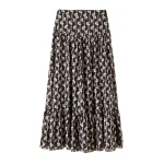Silk Cotton Gingko Leaf Print Skirt + Belt