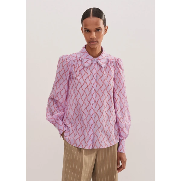 Silk Cotton Trellis Floral Print Blouse - Image 5