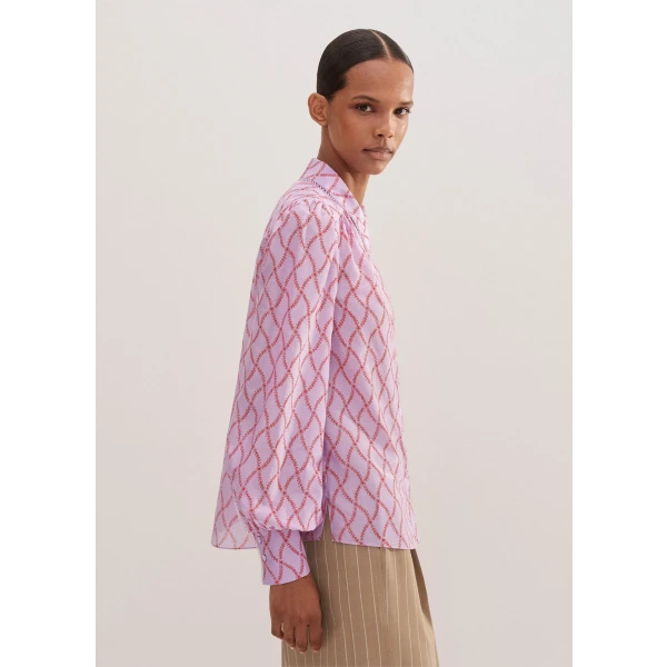 Silk Cotton Trellis Floral Print Blouse - Image 6