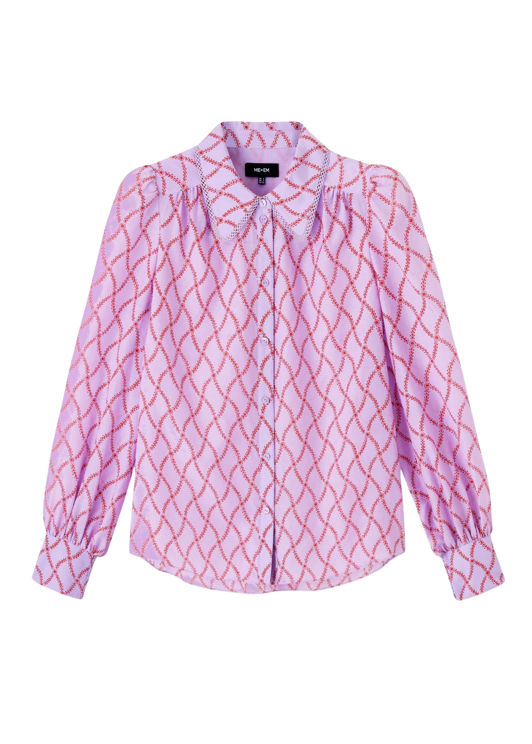 Me and Em Silk Cotton Trellis Floral Print Blouse