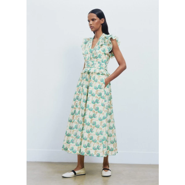 Silk Cotton Waterlily Print Maxi Dress + Bandeau - Image 5
