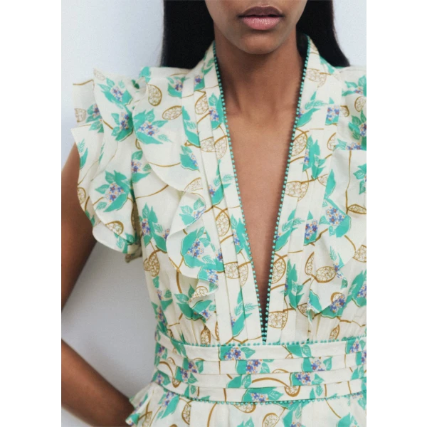 Silk Cotton Waterlily Print Maxi Dress + Bandeau - Image 6