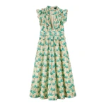 Silk Cotton Waterlily Print Maxi Dress + Bandeau