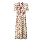 Silk Summer Waterlily Print Maxi Dress