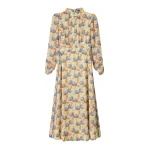 Silk Waterlily Print Midi Dress + Belt