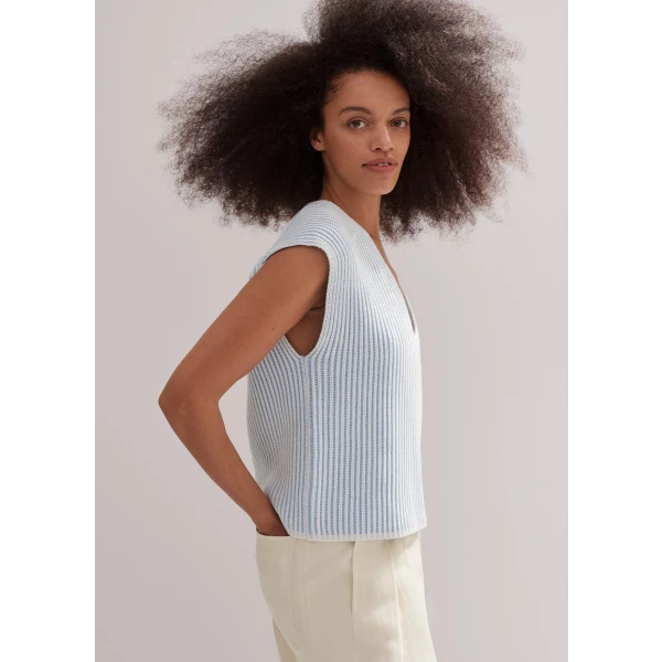 Soft-Touch Rib Cotton Knit Sweater Vest - Image 5