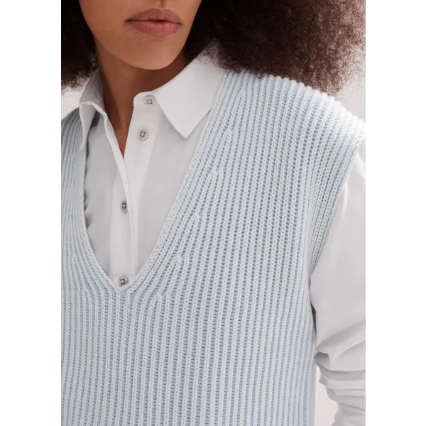 Soft-Touch Rib Cotton Knit Sweater Vest - Image 6