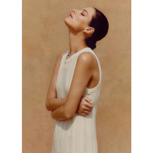 Textured Cotton Knit Scallop Maxi Dress - Image 5