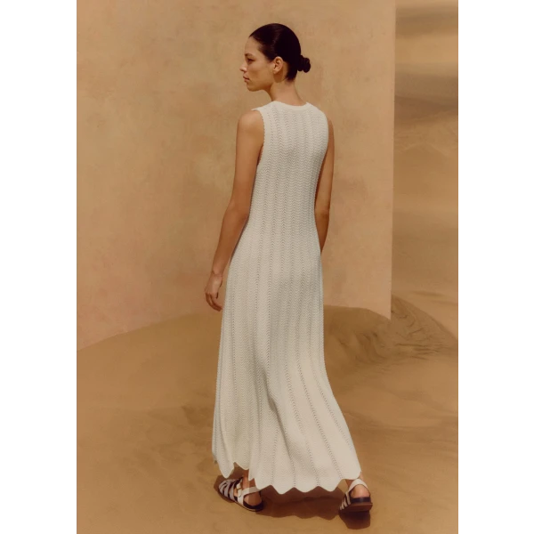 Textured Cotton Knit Scallop Maxi Dress - Image 6
