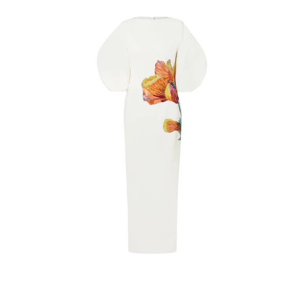 Amira Ivory & Poppy Field Embroidery Long Dress