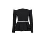 Brien Black Top With Embroidered Belt