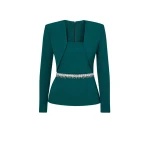Samuela Alpine Green Top With Embroidered Belt